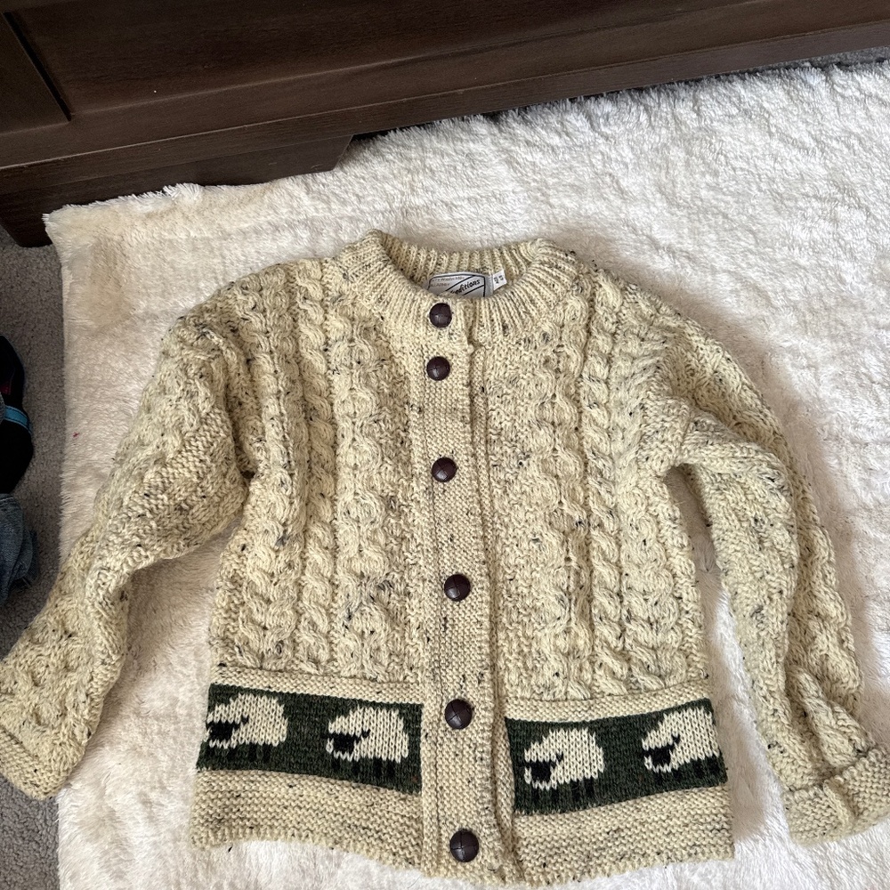 Ireland import ! Kids 4/5. 100% wool button up sweater